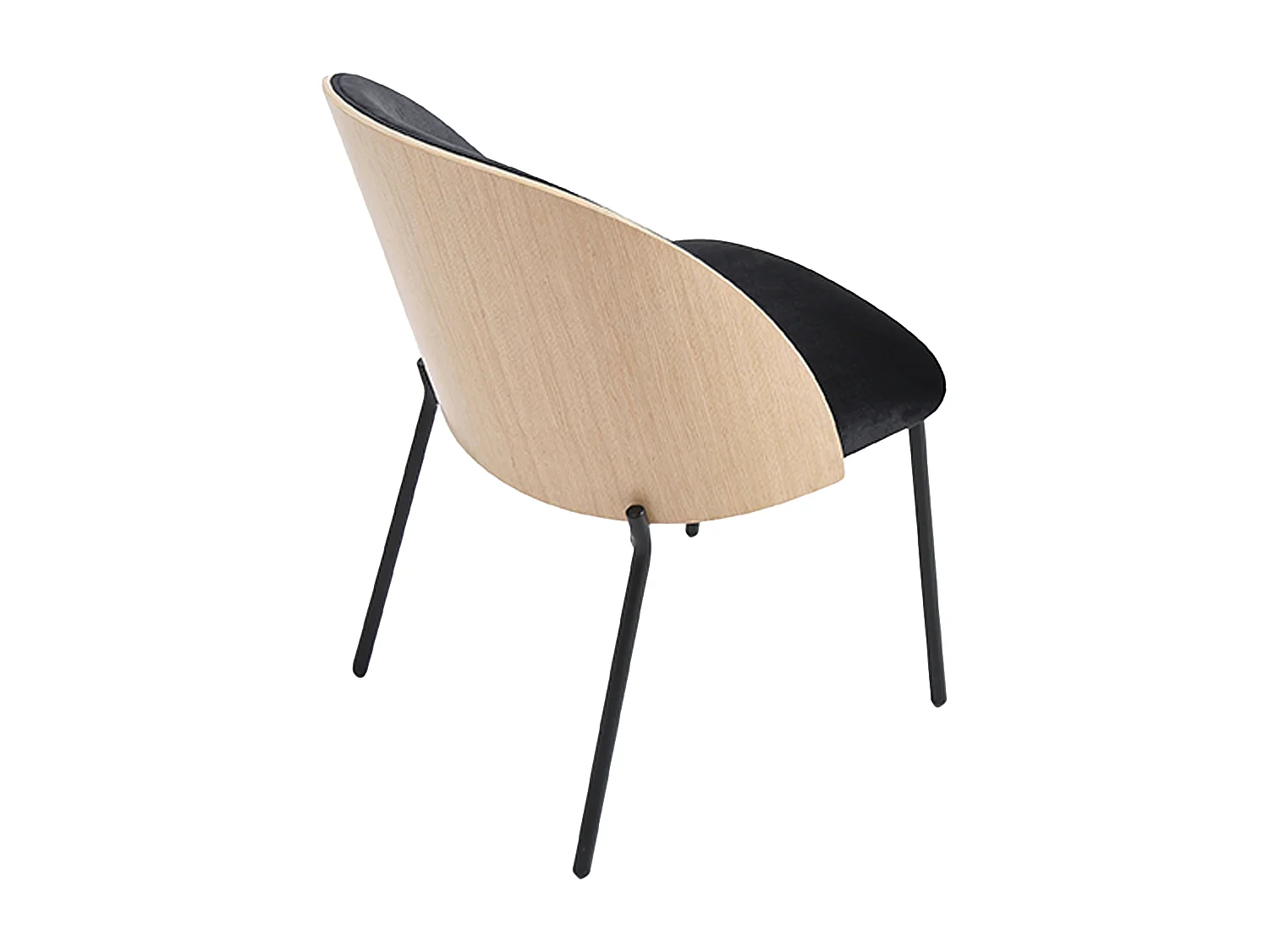 Lot de 2 chaises en velours, placage chêne et métal - Noir et Naturel clair - MIJENIA