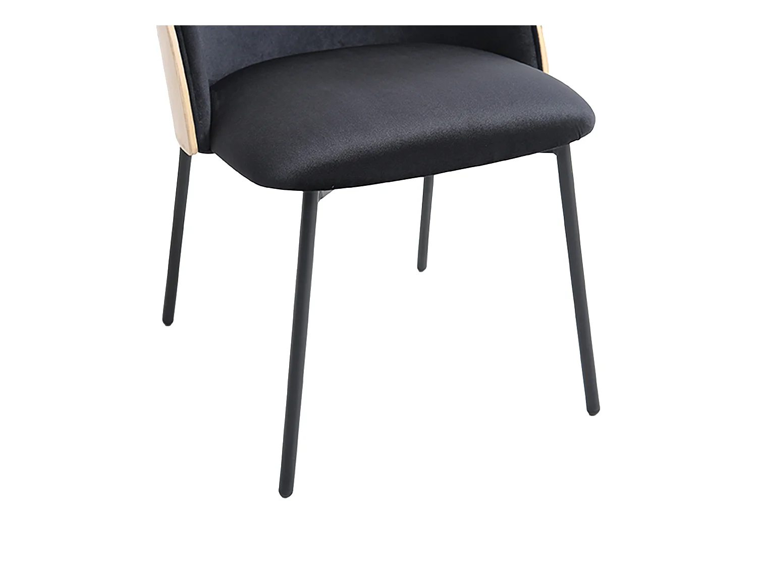 Conjunto de 2 sillas de terciopelo, chapa de roble y metal - Negro y Natural claro - MIJENIA