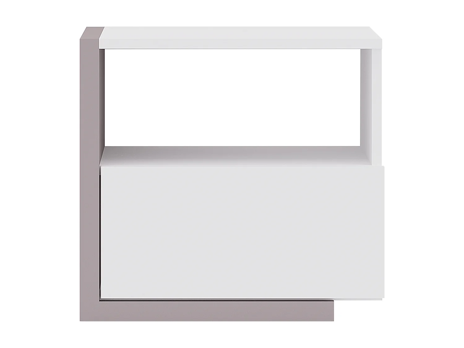 Lot de 2 tables de chevet - 1 tiroir et 1 niche - Blanc et taupe - NAPOLI II