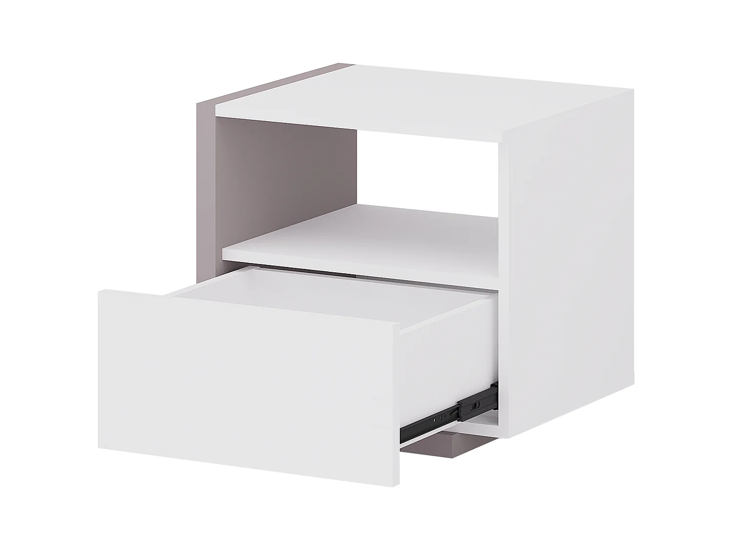 Lot de 2 tables de chevet - 1 tiroir et 1 niche - Blanc et taupe - NAPOLI II