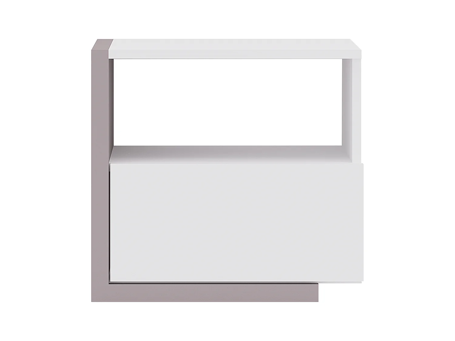 Sæt med 2 sengeborde i skandinavisk design - 1 skuffe og 1 hylde - Hvid og taupe - NAPOLI II