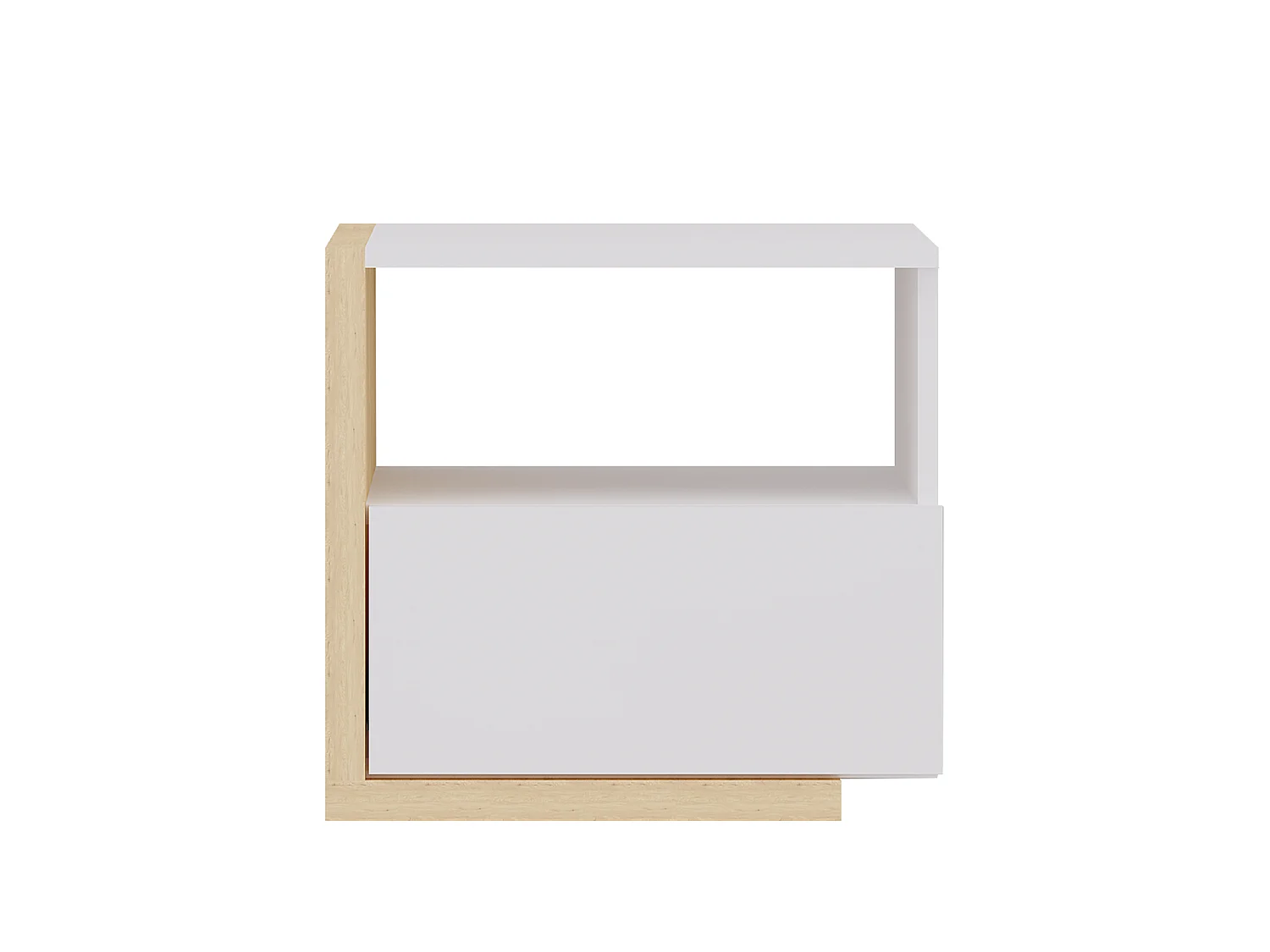 Set de 2 mesitas de noche escandinavas - 1 cajón y 1 estante - Blanco y natural - NAPOLI II