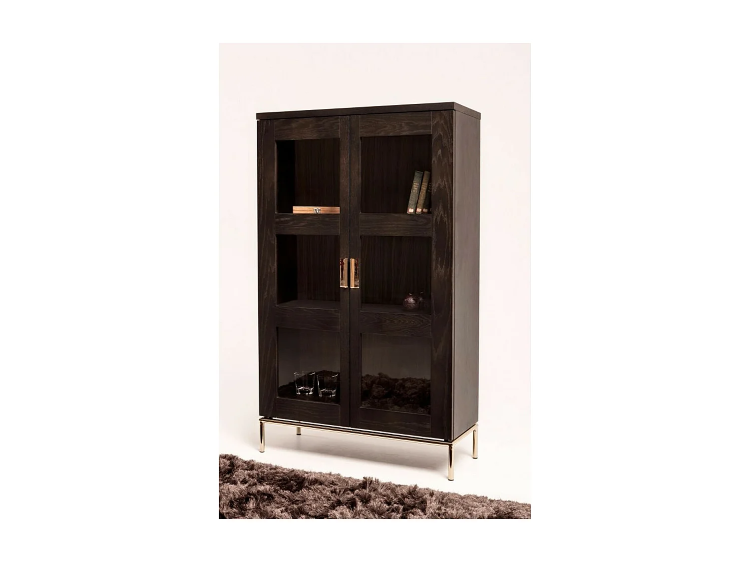 Vitrine Design 2 Portes "Pimlico" 148cm Charbon