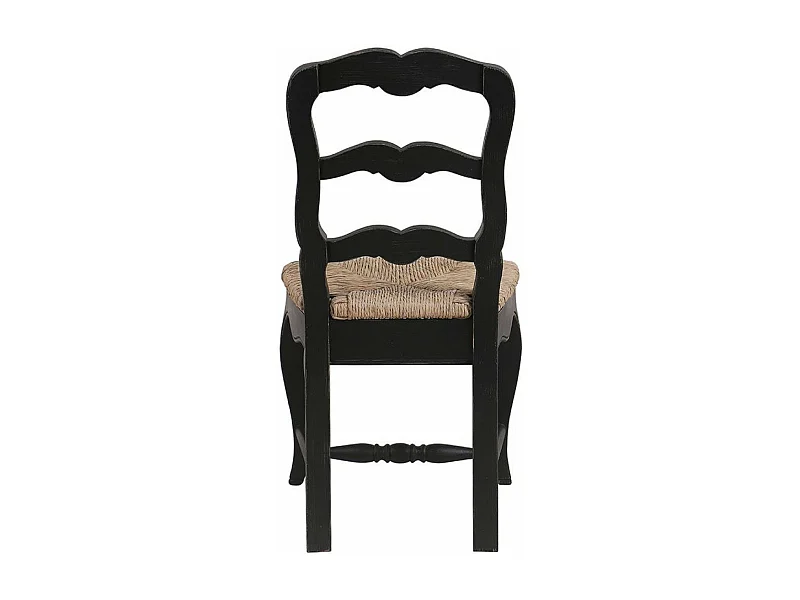 Lot de 2 chaises paillée pieds MDF Noir - Romance Interior's