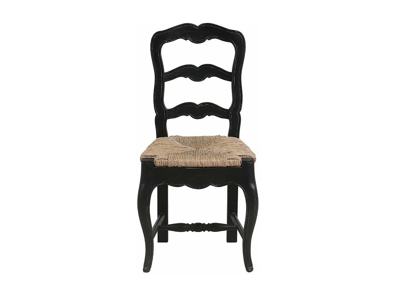 Lot de 2 chaises paillée pieds MDF Noir - Romance Interior's