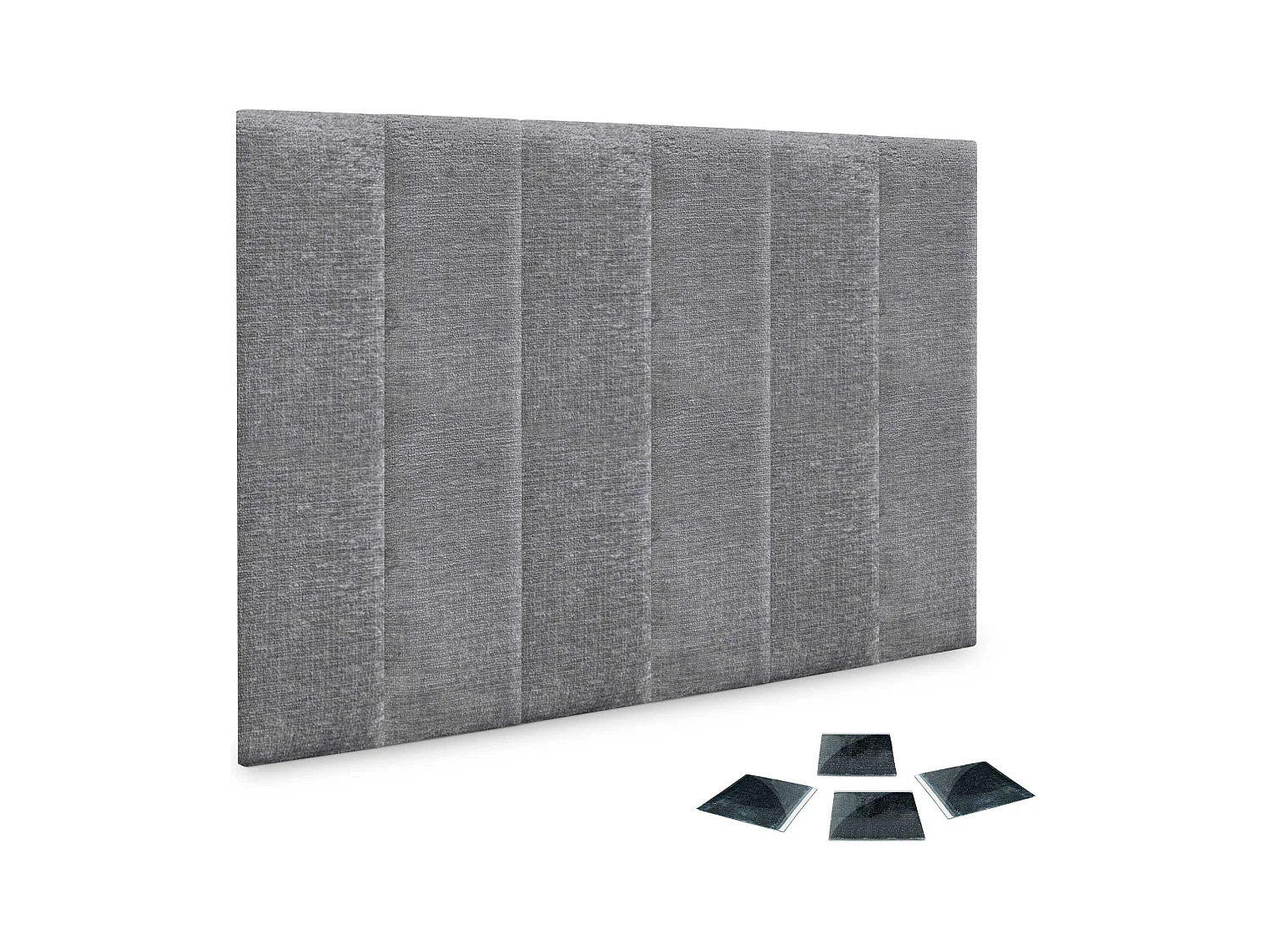 DHOME Juego de 6 Paneles Tapizados de Lana Ecológica Pack Autoadhesivos para Pared Acústicos Absorbentes Protección  (Gris, 60x20cm, x6)