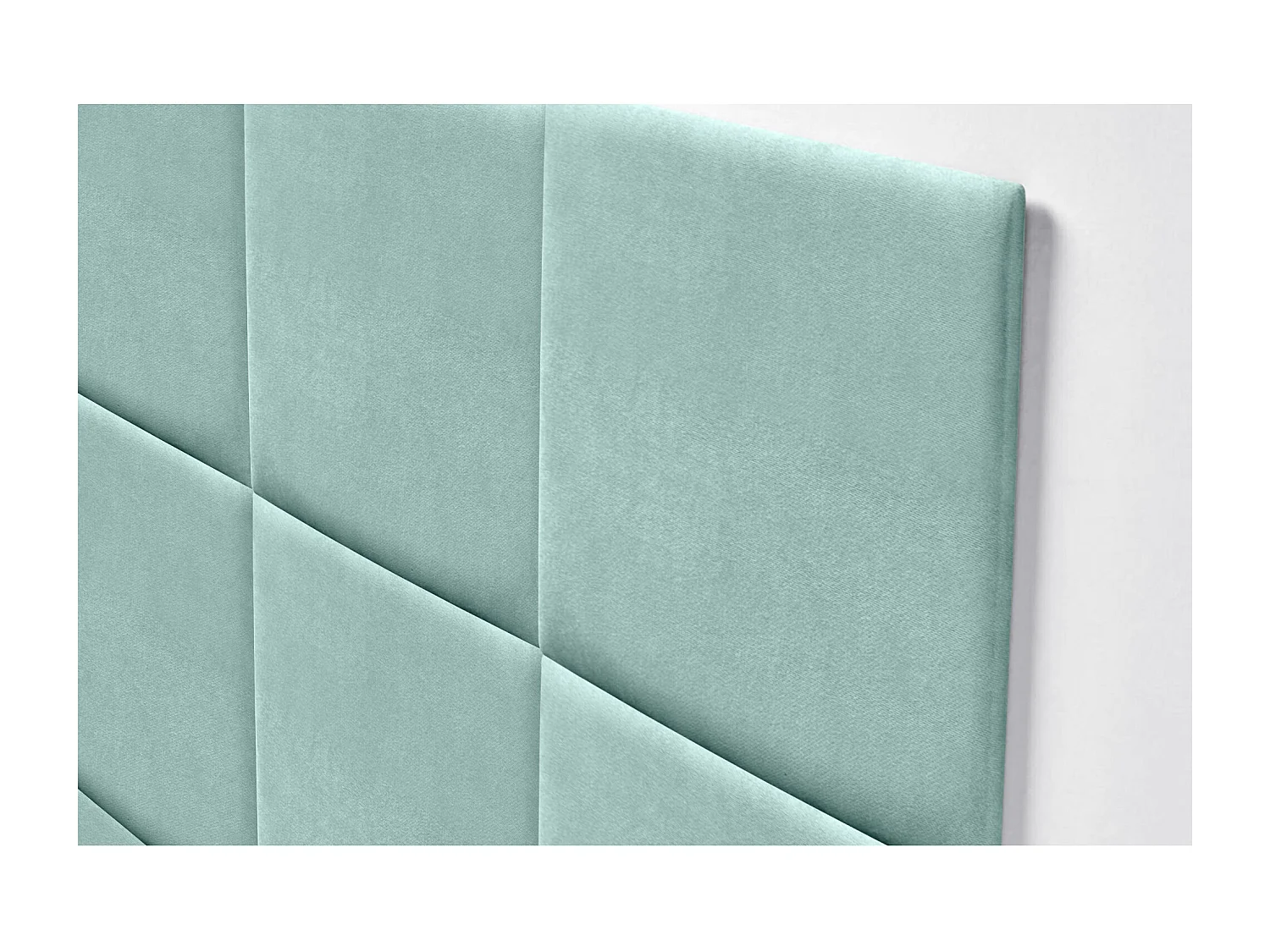 DHOME Tête de lit tapissée en tissu Aqualine composée de panneaux de lit autocollants interchangeables pour chambre de luxe (Vert aqua, 220 cm)