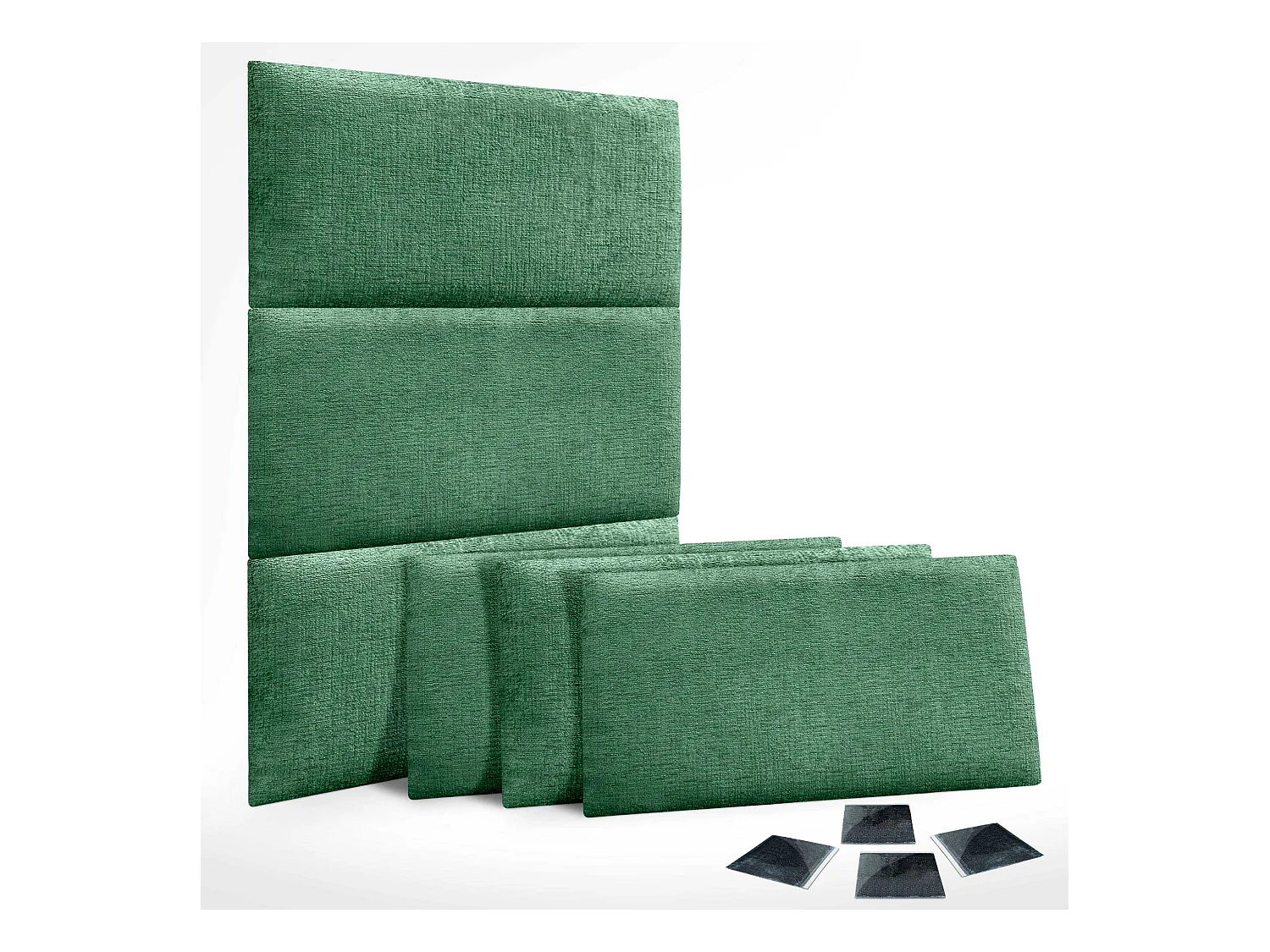 DHOME Lot de 6 panneaux muraux acoustiques auto-adhésifs en laine écologique protection absorbante contre les chocs (Vert, 50 x 40 cm, x6)