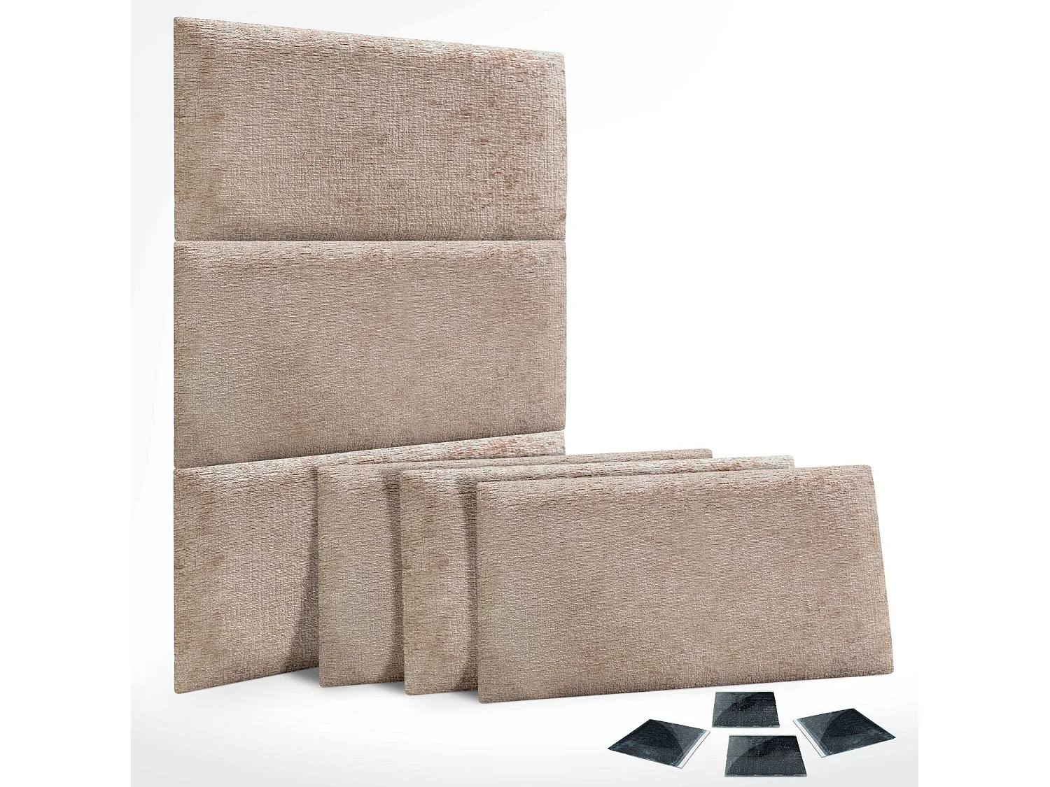 DHOME Lot de 6 panneaux muraux acoustiques auto-adhésifs en laine écologique protection absorbante contre les chocs (Marron clair, 50 x 40 cm, x6)