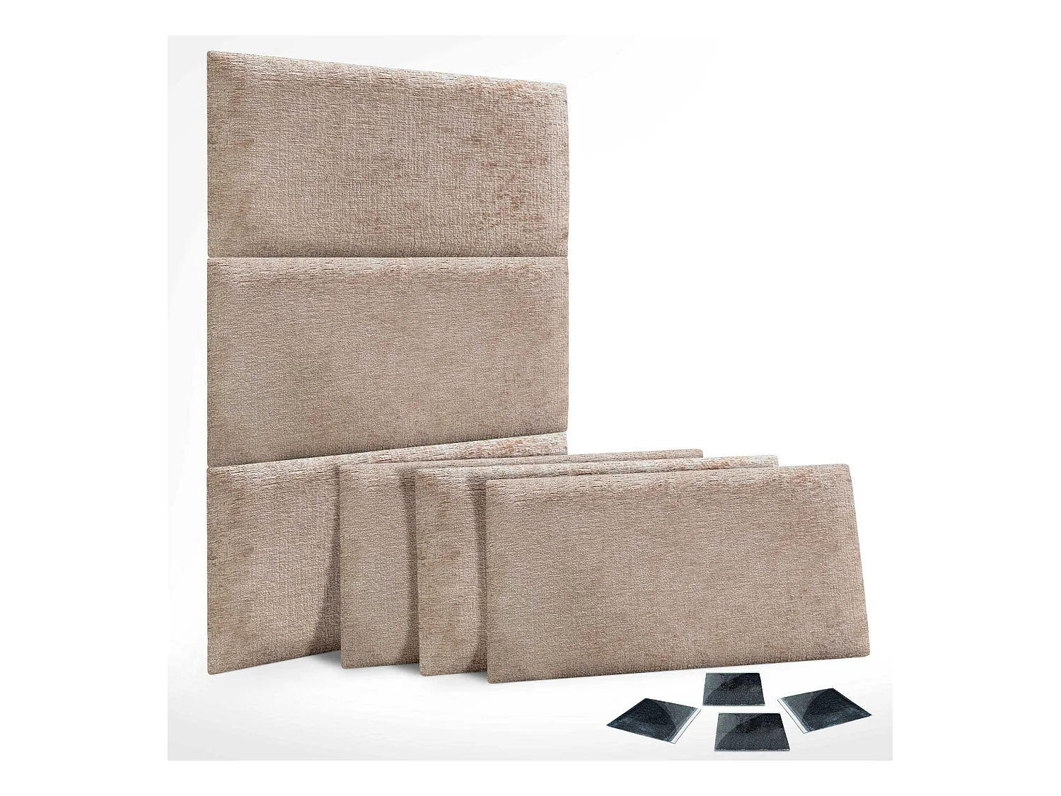 DHOME Lot de 6 panneaux muraux acoustiques auto-adhésifs en laine écologique absorbants, protection contre les chocs (Marron clair, 50 x 30 cm, x6)