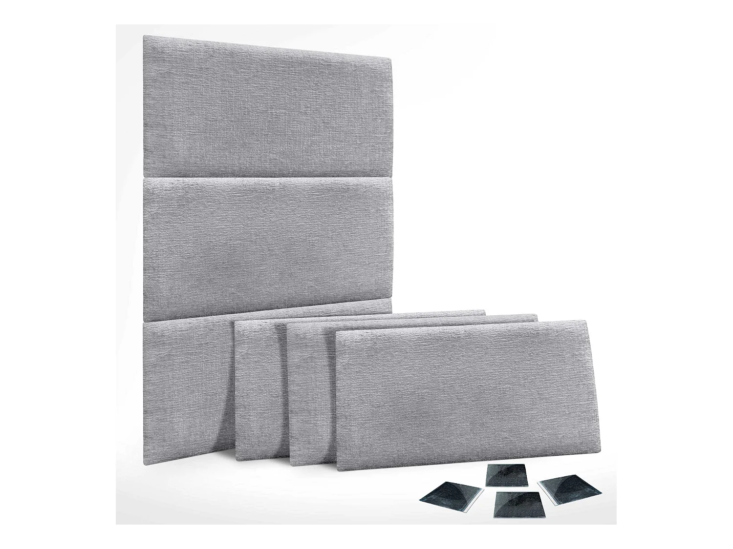 DHOME Juego de 6 Paneles Tapizados de Lana Ecológica Pack Autoadhesivos para Pared Acústicos Absorbentes Protección  (Gris Claro, 50x30cm, x6)