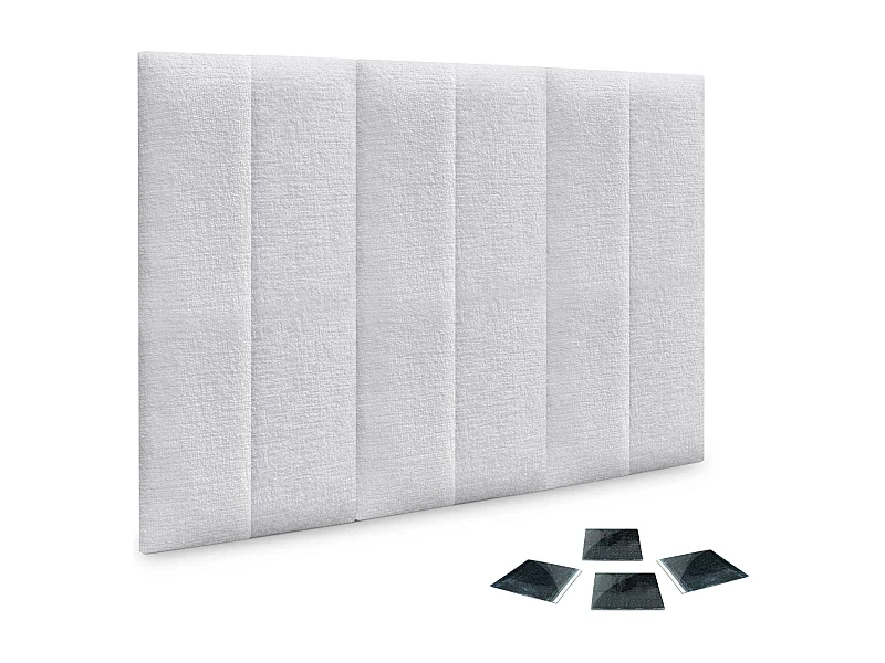 DHOME Set di 6 pannelli imbottiti in lana ecologica Pannelli acustici autoadesivi per pareti Protezione dagli urti (bianco, 60x20cm, x6)