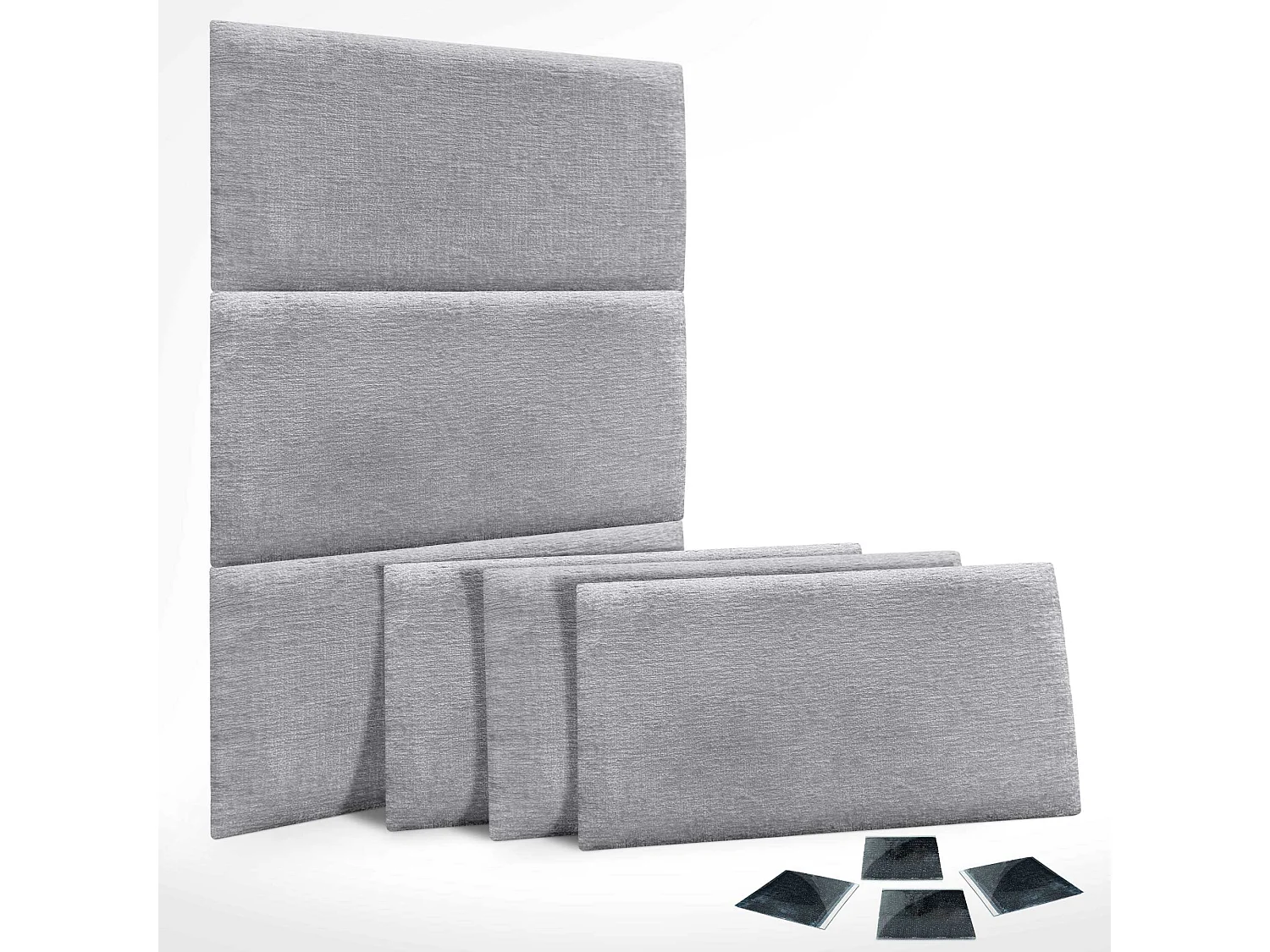 DHOME Lot de 6 panneaux muraux acoustiques auto-adhésifs en laine écologique protection absorbante contre les chocs (Gris clair, 60 x 50 cm, x6)