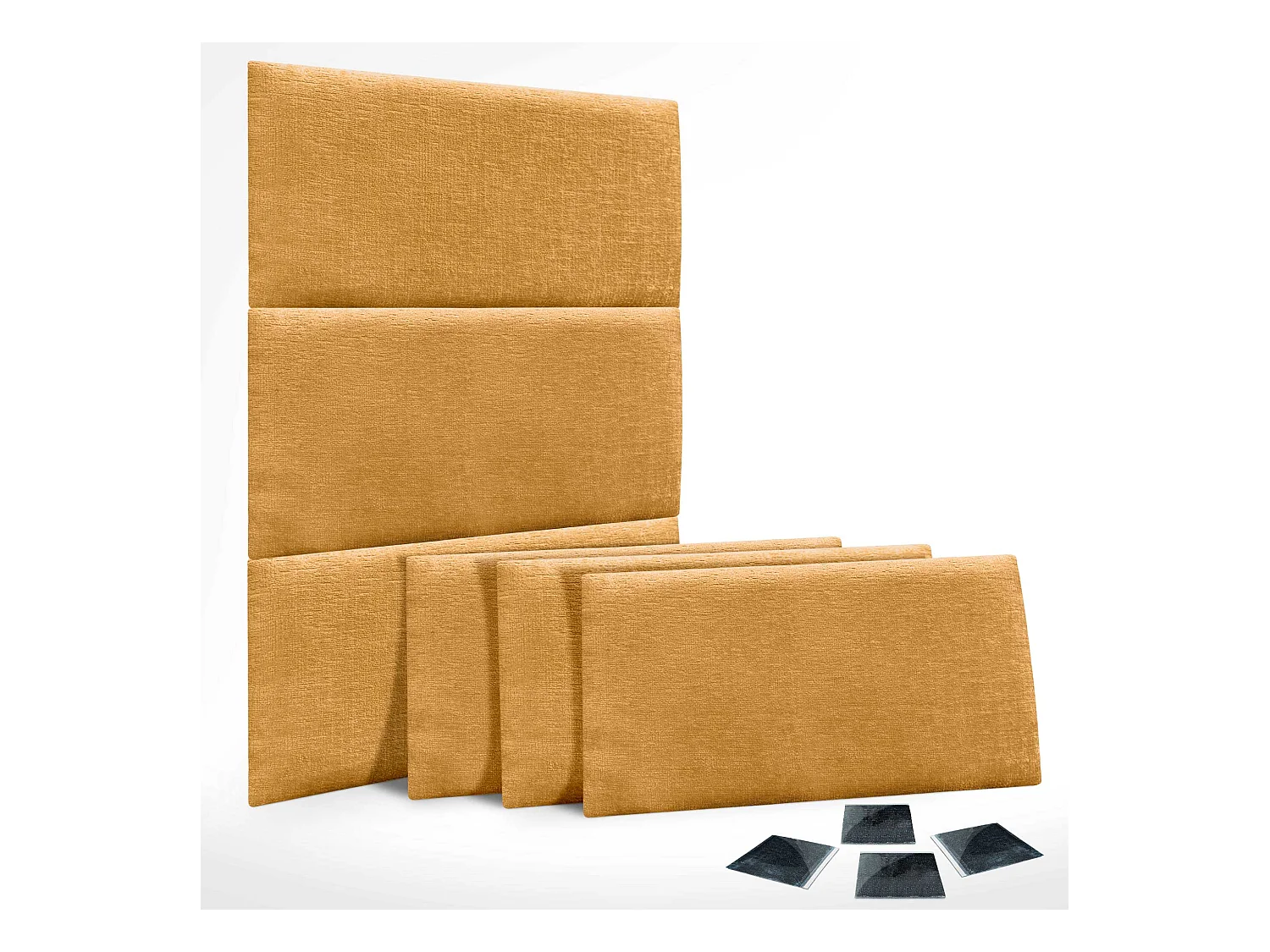 DHOME Lot de 6 panneaux muraux acoustiques auto-adhésifs en laine écologique protection absorbante contre les chocs (Moutarde, 50 x 40 cm, x6)
