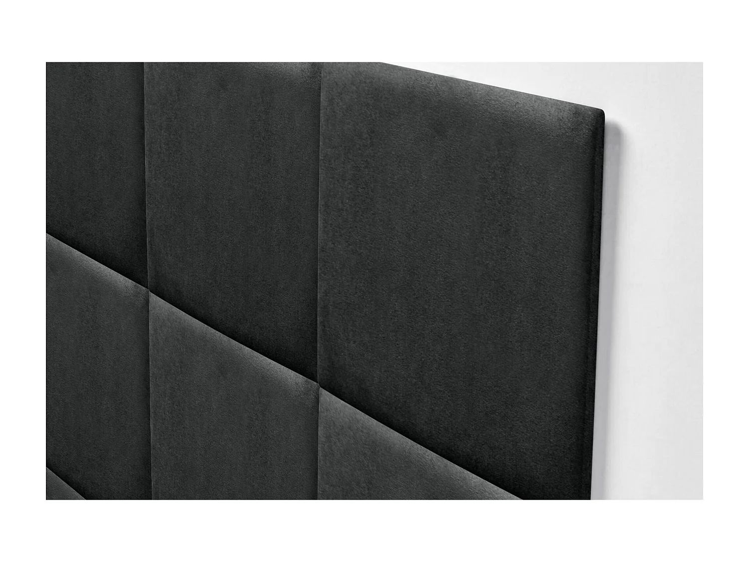 DHOME Tête de lit tapissée en tissu Aqualine composée de panneaux de lit autocollants interchangeables pour chambre de luxe (Noir, 190 cm)