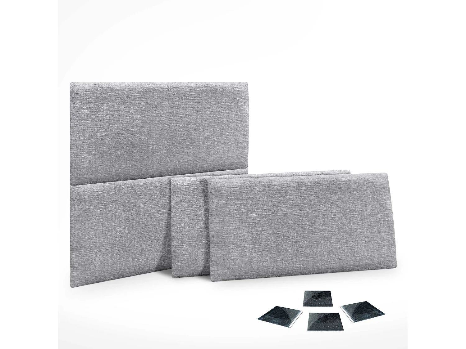 DHOME Set van 4 milieuvriendelijke wollen gestoffeerde panelen Zelfklevende akoestische wandpanelen Absorberende bescherming (lichtgrijs, 60x40cm, x4)