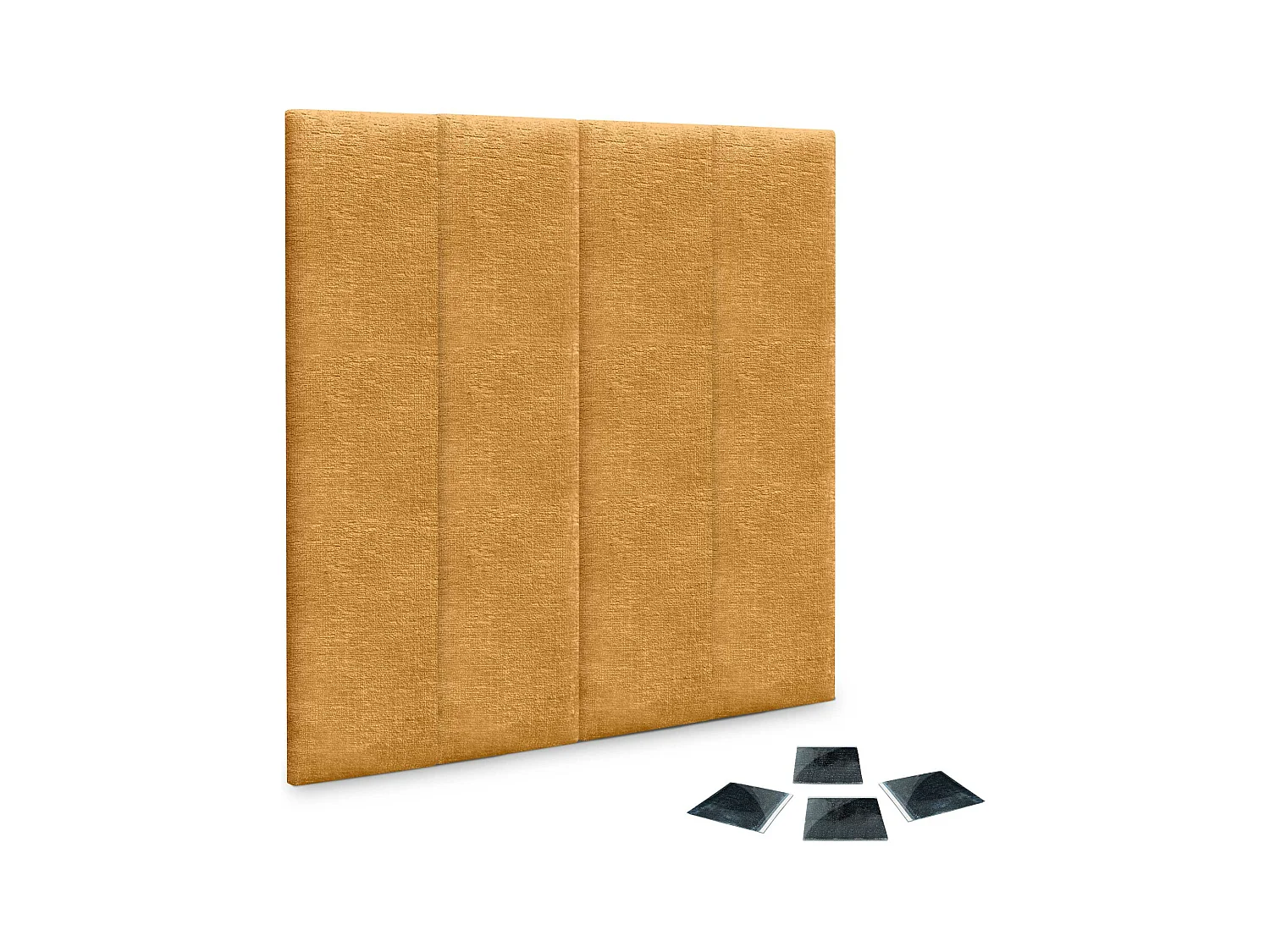DHOME Lot de 4 panneaux muraux acoustiques auto-adhésifs en laine écologique protection absorbante contre les chocs (Moutarde, 60 x 30 cm, x4)
