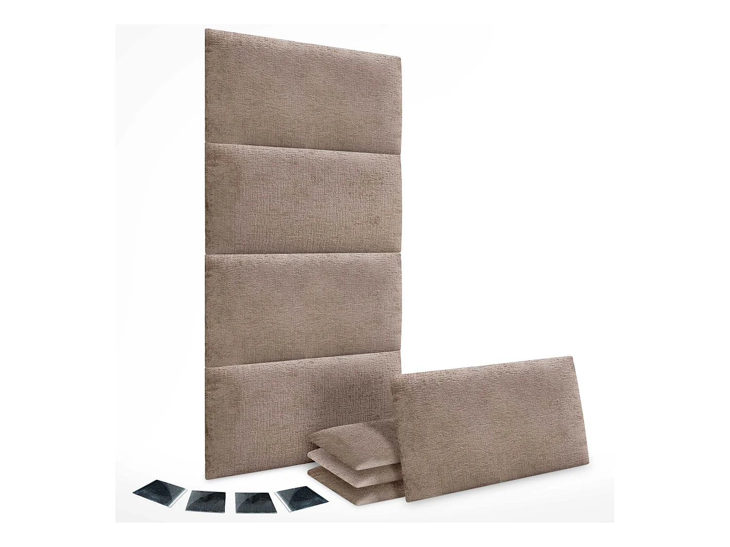 DHOME Juego de 8 Paneles Tapizados de Lana Ecológica Pack Autoadhesivos para Pared Acústicos Absorbentes Protección  (Marrón, 60x40cm, x8)