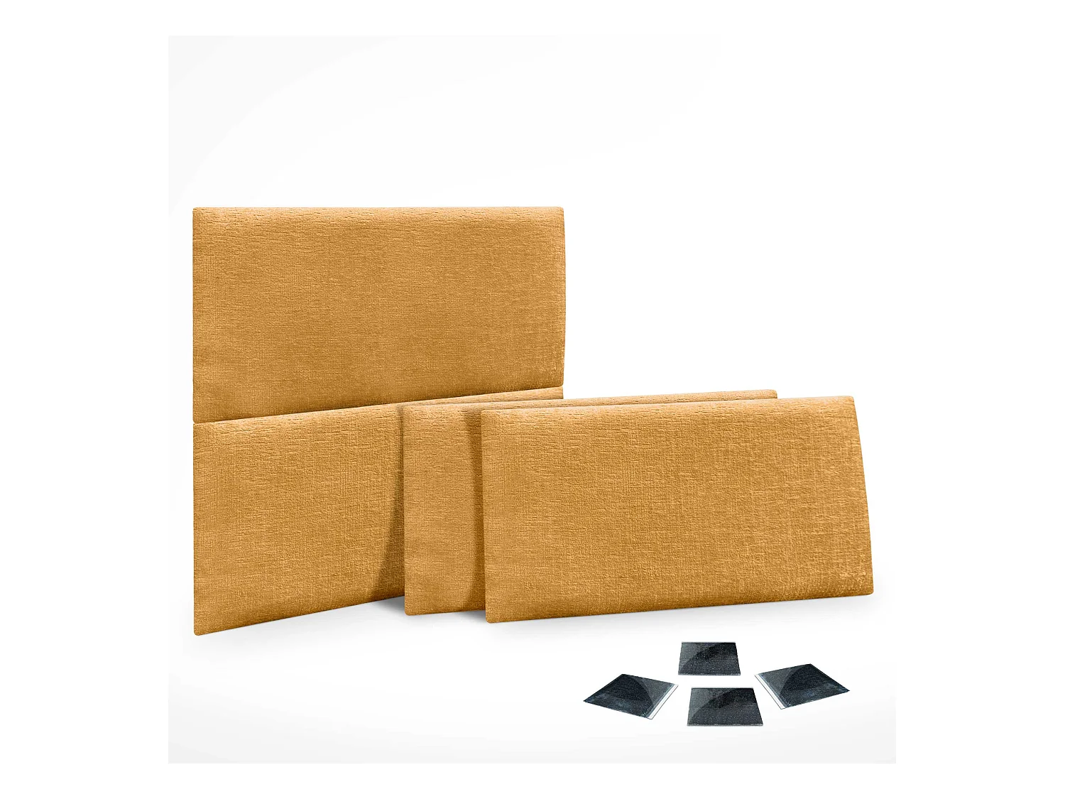 DHOME Lot de 4 panneaux muraux acoustiques auto-adhésifs en laine écologique protection absorbante contre les chocs (Moutarde, 60x40cm, x4)