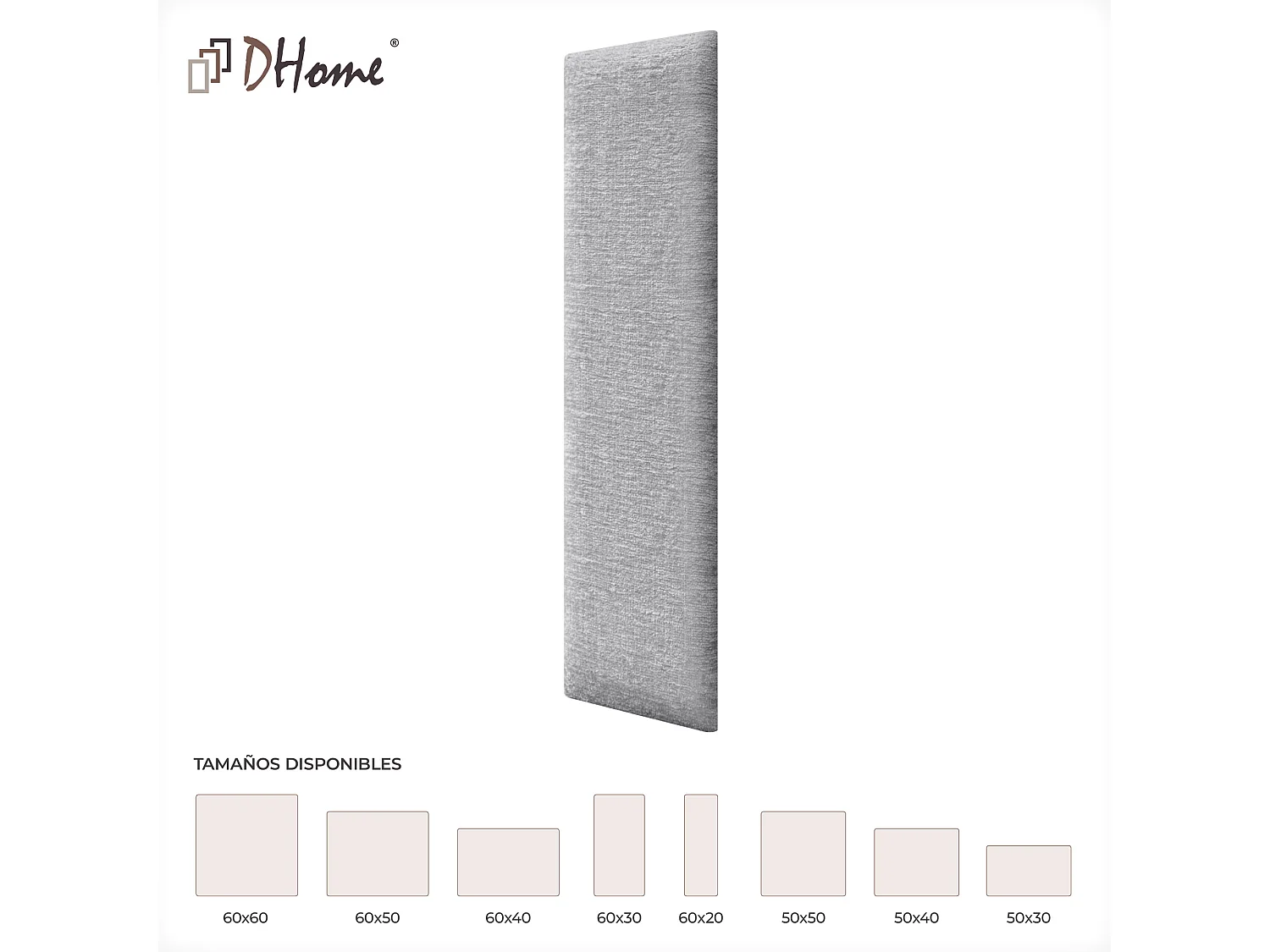 DHOME Lot de 1 Panneaux muraux acoustiques auto-adhésifs en laine écologique avec protection absorbante contre les chocs (Gris clair, 60 x 30 cm, x1)