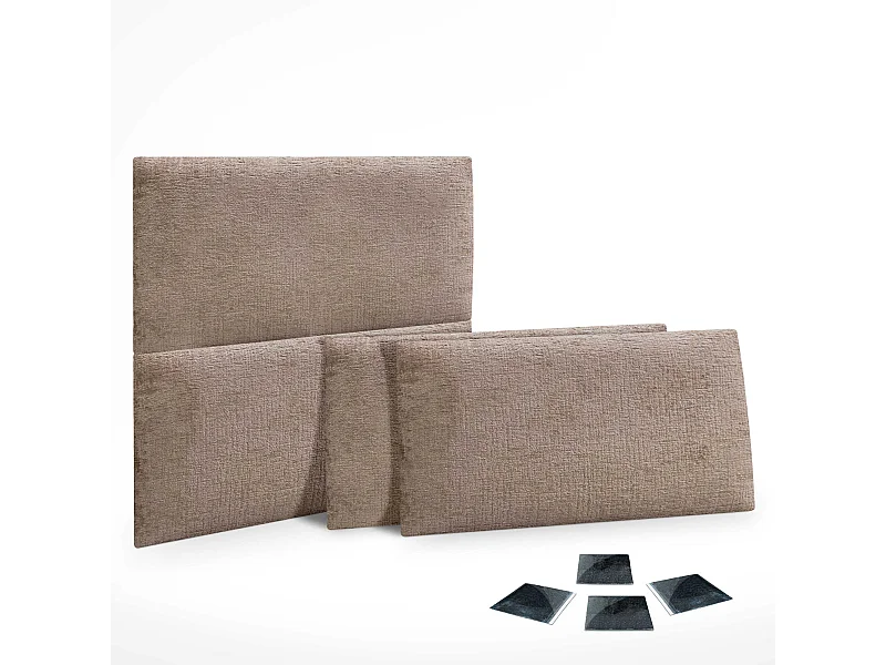 DHOME Lot de 4 panneaux muraux acoustiques auto-adhésifs en laine écologique protection absorbante contre les chocs (Marron, 60 x 40 cm, x4)