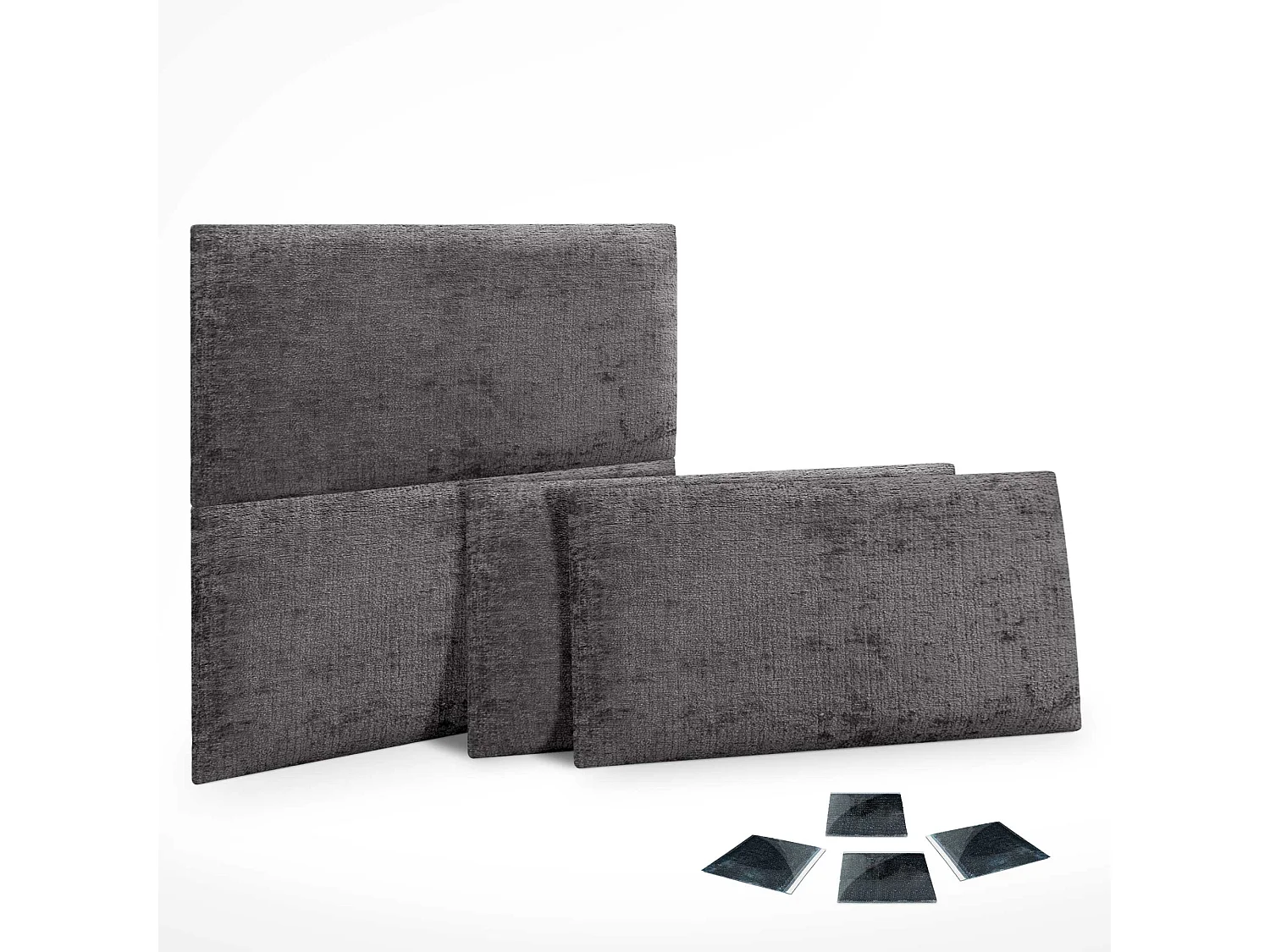 DHOME Juego de 4 Paneles Tapizados de Lana Ecológica Pack Autoadhesivos para Pared Acústicos Absorbentes Protección  (Gris Oscuro, 50x30cm, x4)