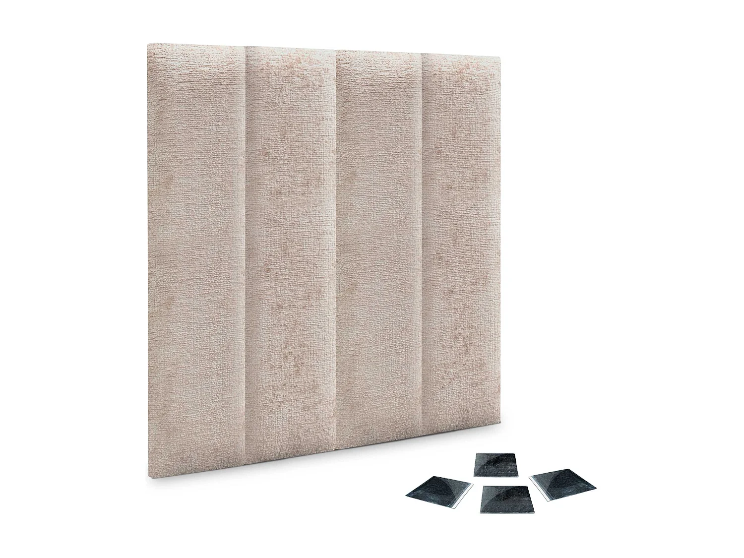 DHOME Set van 4 milieuvriendelijke wollen gestoffeerde panelen Zelfklevende akoestische wandpanelen Absorberende bescherming (beige, 60x30cm, x4)