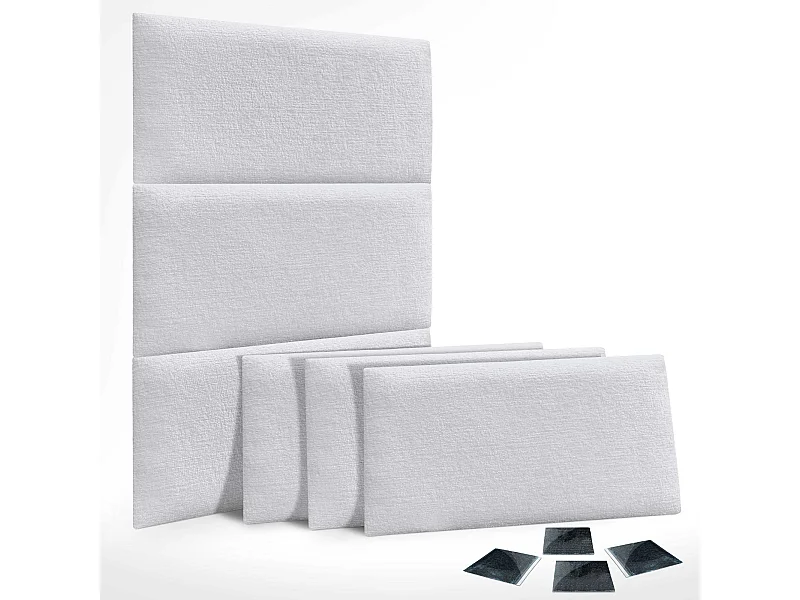 DHOME Lot de 6 panneaux muraux acoustiques auto-adhésifs en laine écologique protection absorbante contre les chocs (Blanc, 60 x 50 cm, x6)