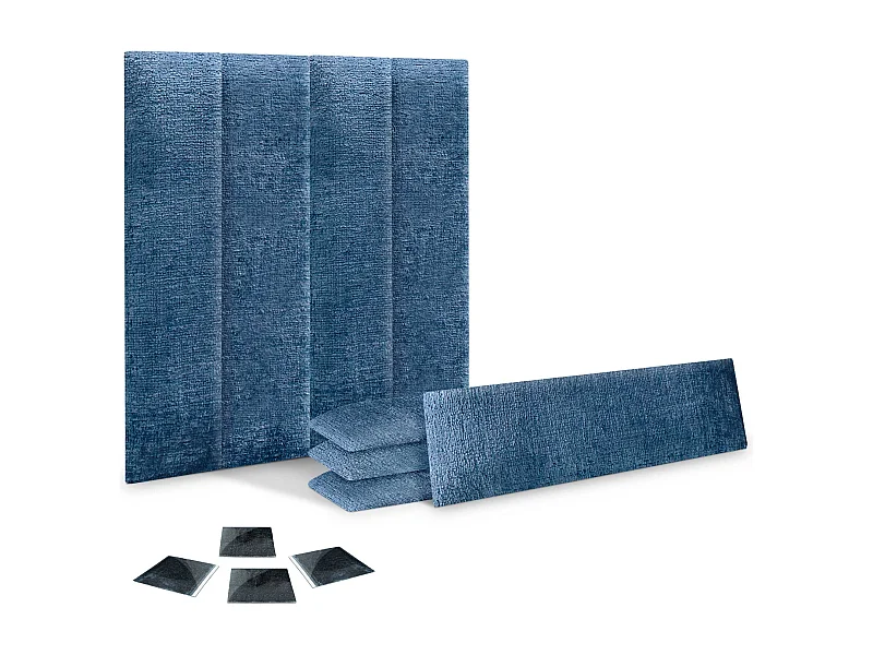 DHOME Set di 8 pannelli imbottiti in lana ecologica Pannelli acustici autoadesivi per pareti Protezione dagli urti (blu, 60x30cm, x8)