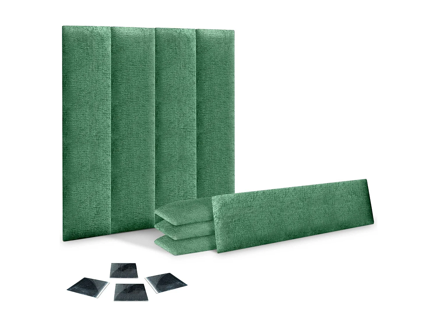 DHOME Set di 8 pannelli imbottiti in lana ecologica Pannelli acustici autoadesivi per pareti Protezione dagli urti (verde, 60x30cm, x8)