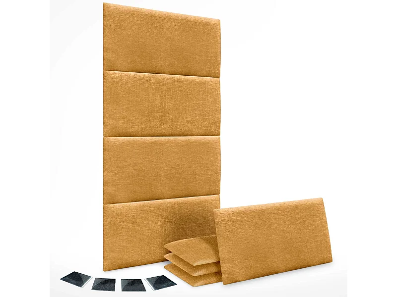 DHOME Lot de 8 panneaux muraux acoustiques auto-adhésifs en laine écologique protection absorbante contre les chocs (Moutarde, 50 x 40 cm, x8)