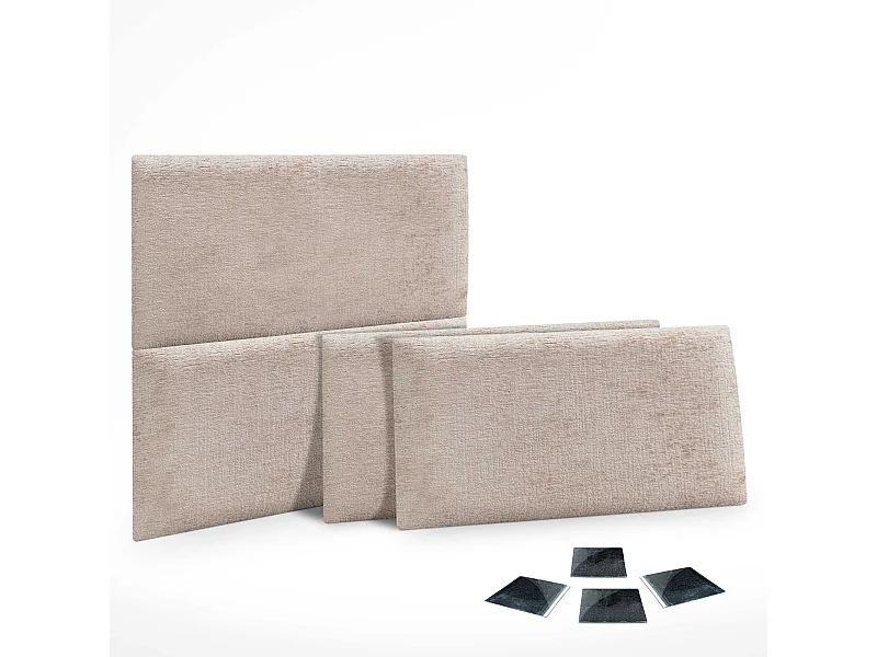 DHOME Set mit 4 Polsterplatten aus ökologischer Wolle, selbstklebendes Paket für Wände, schallabsorbierender Schutz (Beige, 60 x 40 cm, x4)