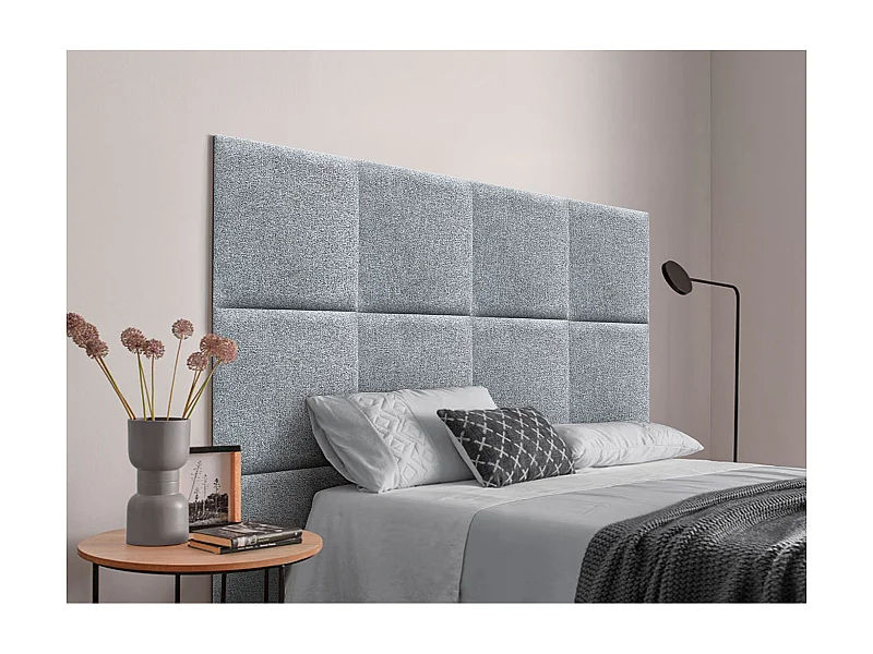 DHOME Tête de lit tapissée en tissu Aqualine composée de panneaux de lit autocollants interchangeables pour chambre de luxe (Gris perle, 180 cm)