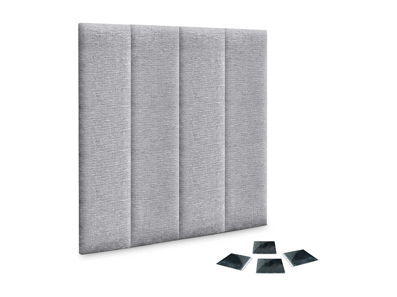 DHOME Lot de 4 Panneaux muraux acoustiques auto-adhésifs en laine écologique avec protection absorbante contre les chocs (Gris clair, 60 x 20 cm, x4)