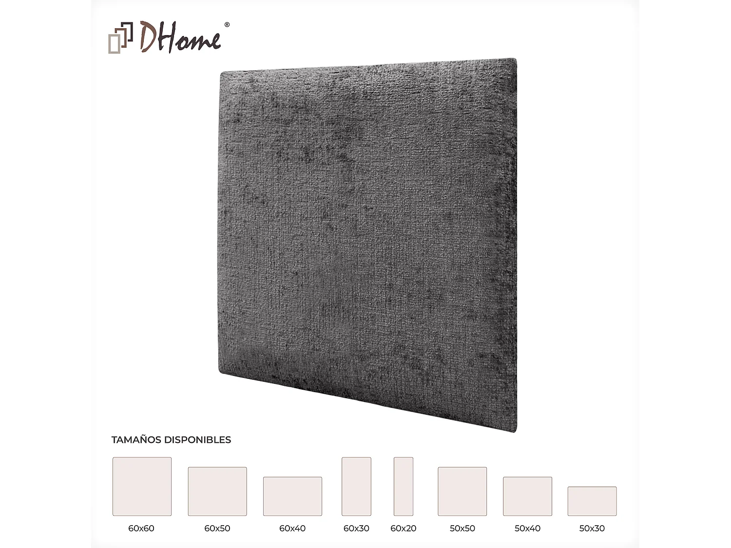 DHOME Lot de 1 Panneaux muraux acoustiques auto-adhésifs en laine écologique avec protection absorbante contre les chocs (Gris foncé, 60 x 60 cm, x1)