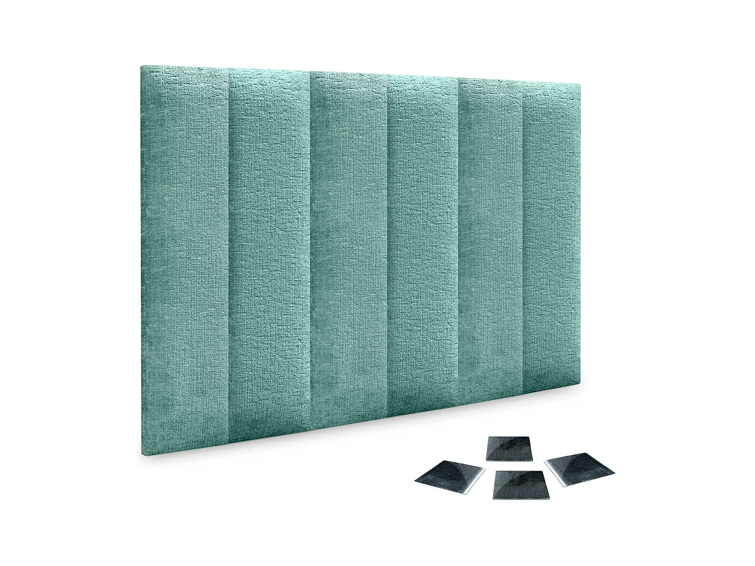 DHOME Set di 6 pannelli imbottiti in lana ecologica Pannelli acustici autoadesivi per pareti Protezione dagli urti (verde acqua, 60x20 cm, x6)