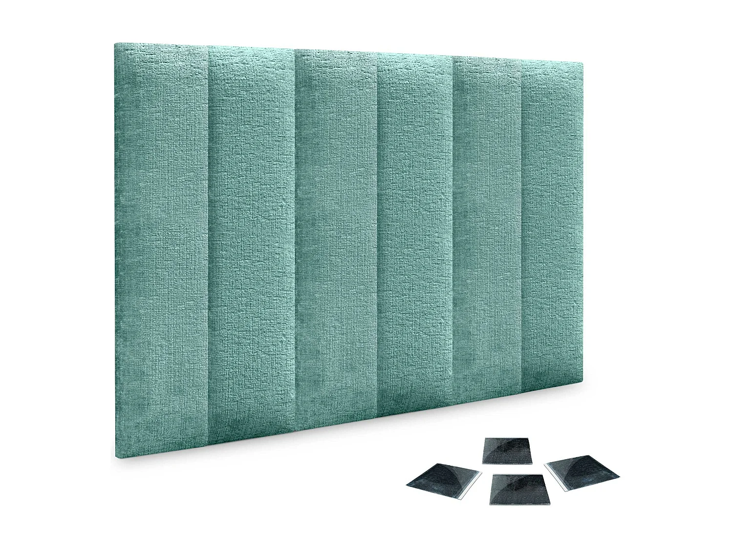 DHOME Set di 6 pannelli imbottiti in lana ecologica Pannelli acustici autoadesivi per pareti Protezione dagli urti (verde acqua, 60x20 cm, x6)