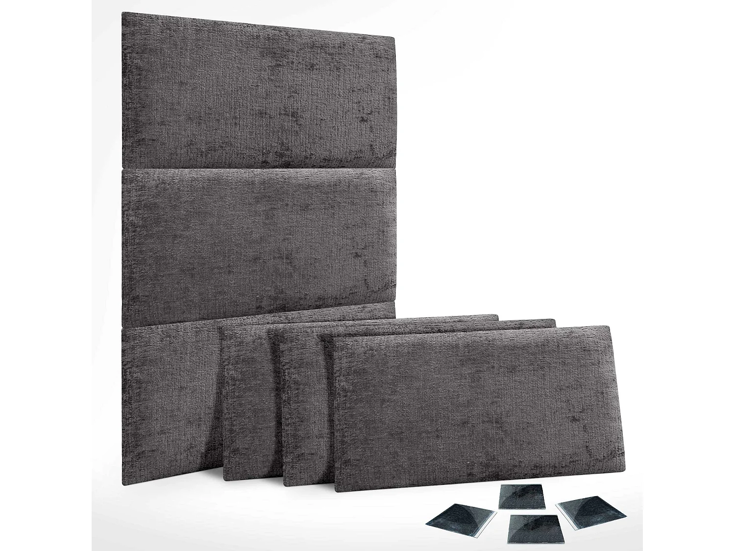 DHOME Lot de 6 panneaux muraux acoustiques auto-adhésifs en laine écologique protection absorbante contre les chocs (Gris foncé, 50 x 30 cm, x6)
