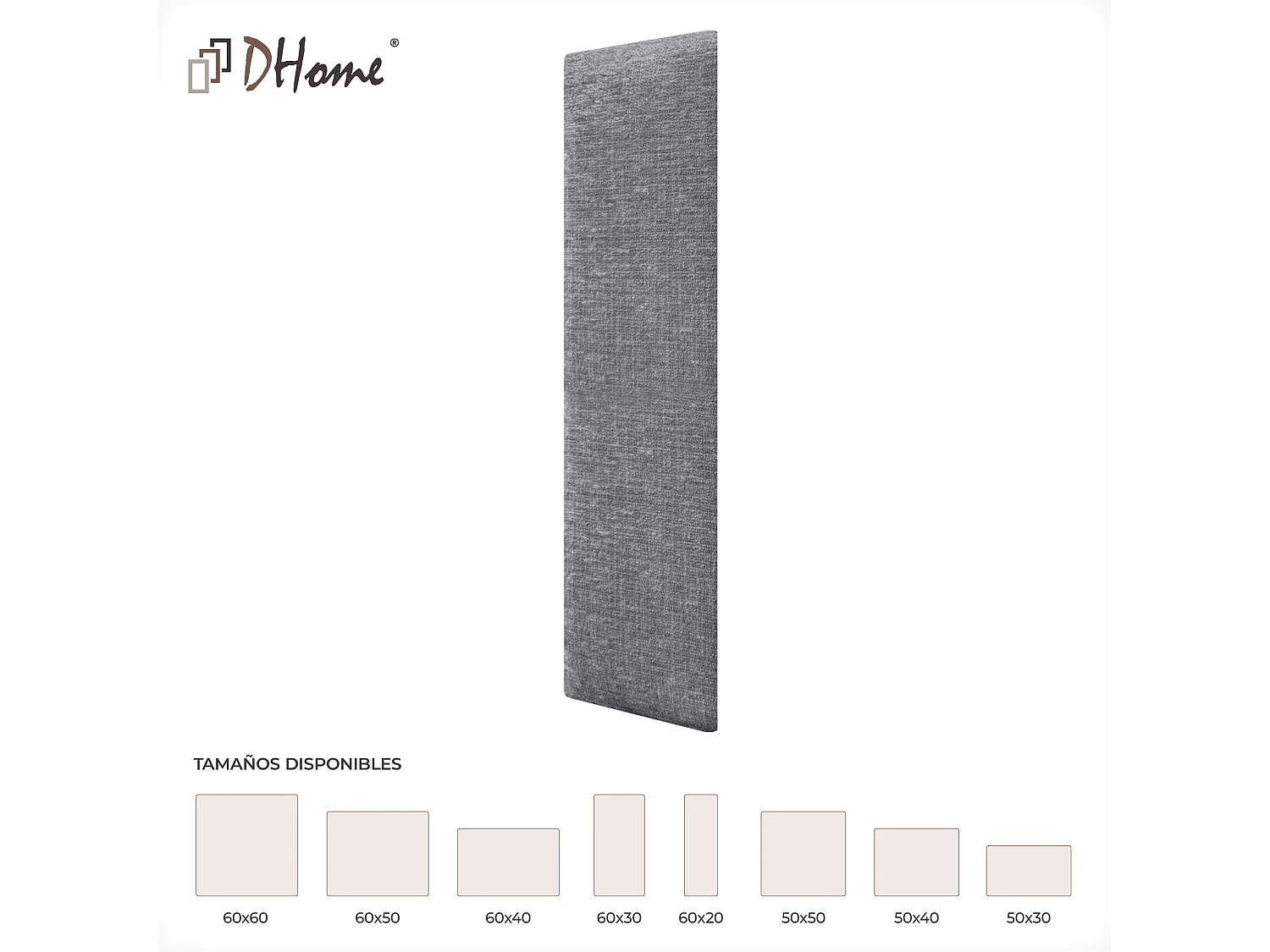 DHOME Lot de 4 panneaux muraux acoustiques auto-adhésifs en laine écologique protection absorbante contre les chocs (Gris, 60 x 20 cm, x4)