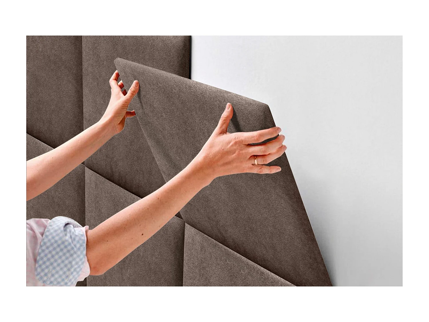 DHOME Gepolstertes Kopfteil aus Acualine-Stoff, aus selbstklebenden, austauschbaren Bettpaneelen, luxuriös gepolstertes Schlafzimmer (braun, 180 cm)