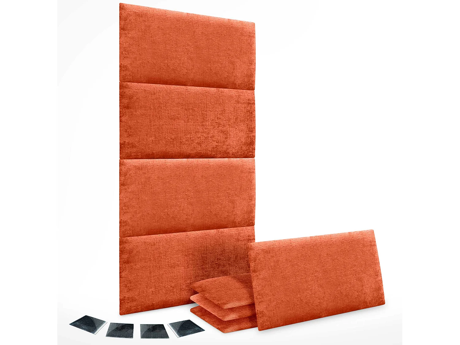 DHOME Lot de 8 panneaux muraux acoustiques auto-adhésifs en laine écologique protection absorbante contre les chocs (Orange, 50 x 30 cm, x8)