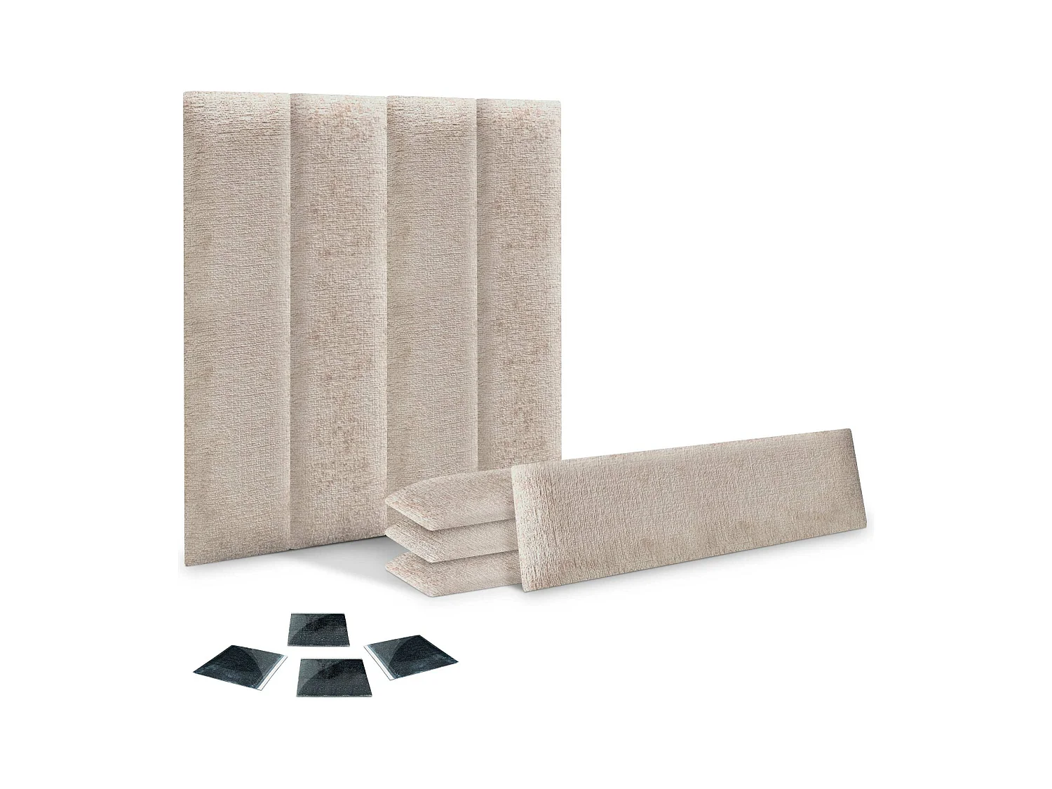DHOME Set van 8 milieuvriendelijke wollen gestoffeerde panelen Zelfklevende akoestische wandpanelen Absorberende bescherming (beige, 60x30cm, x8)