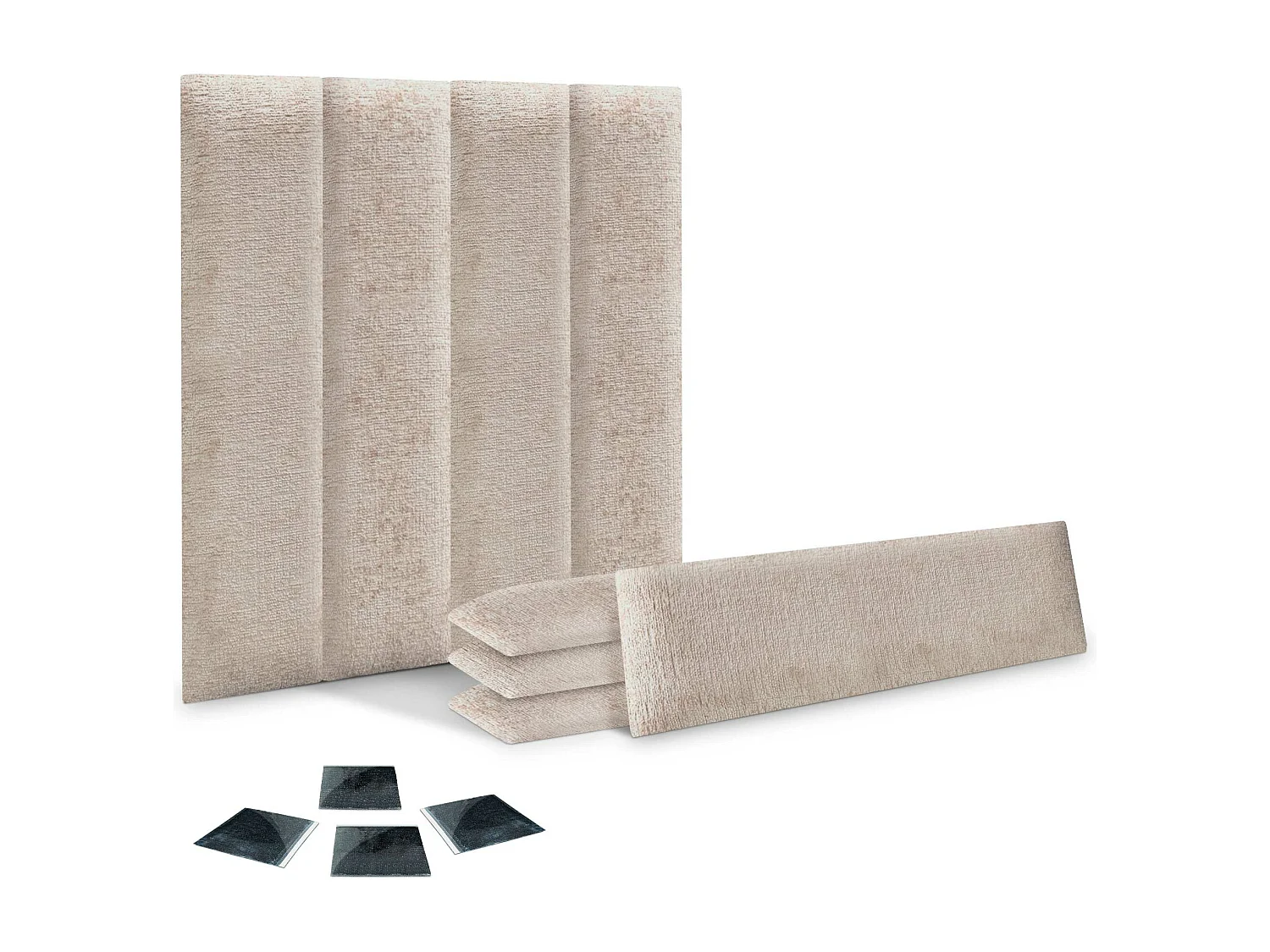 DHOME Lot de 8 panneaux muraux acoustiques auto-adhésifs en laine écologique protection absorbante contre les chocs (Beige, 60 x 30 cm, x8)