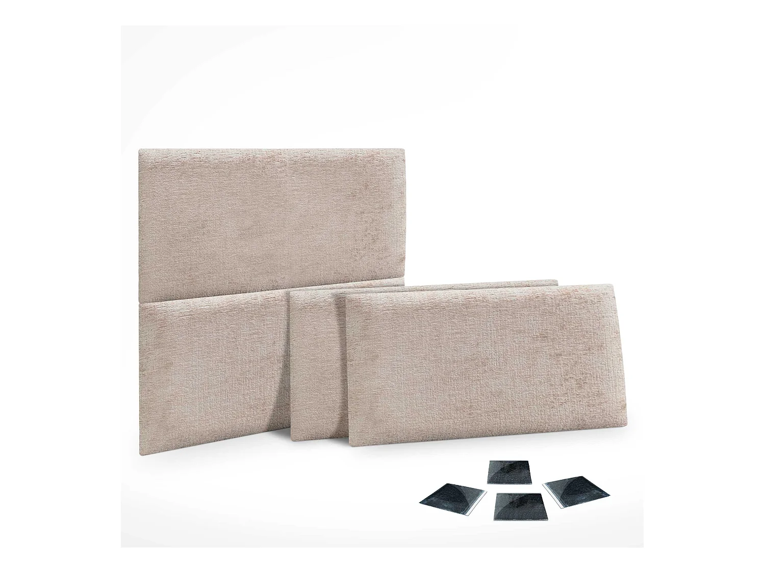 DHOME Lot de 4 panneaux muraux acoustiques auto-adhésifs en laine écologique protection absorbante contre les chocs (Beige, 50 x 40 cm, x4)