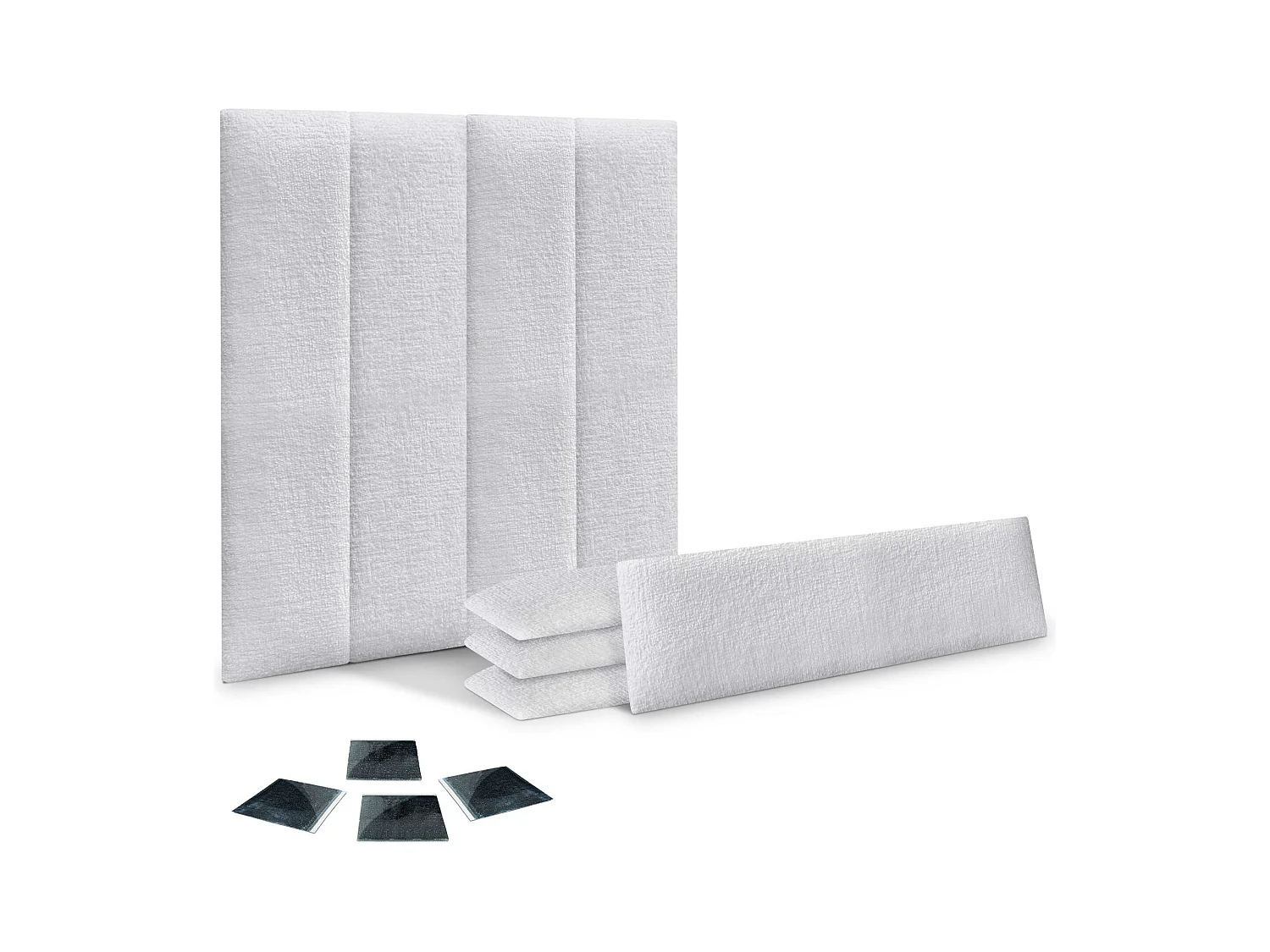 DHOME Lot de 8 panneaux muraux acoustiques auto-adhésifs en laine écologique protection absorbante contre les chocs (Blanc, 60 x 30 cm, x8)