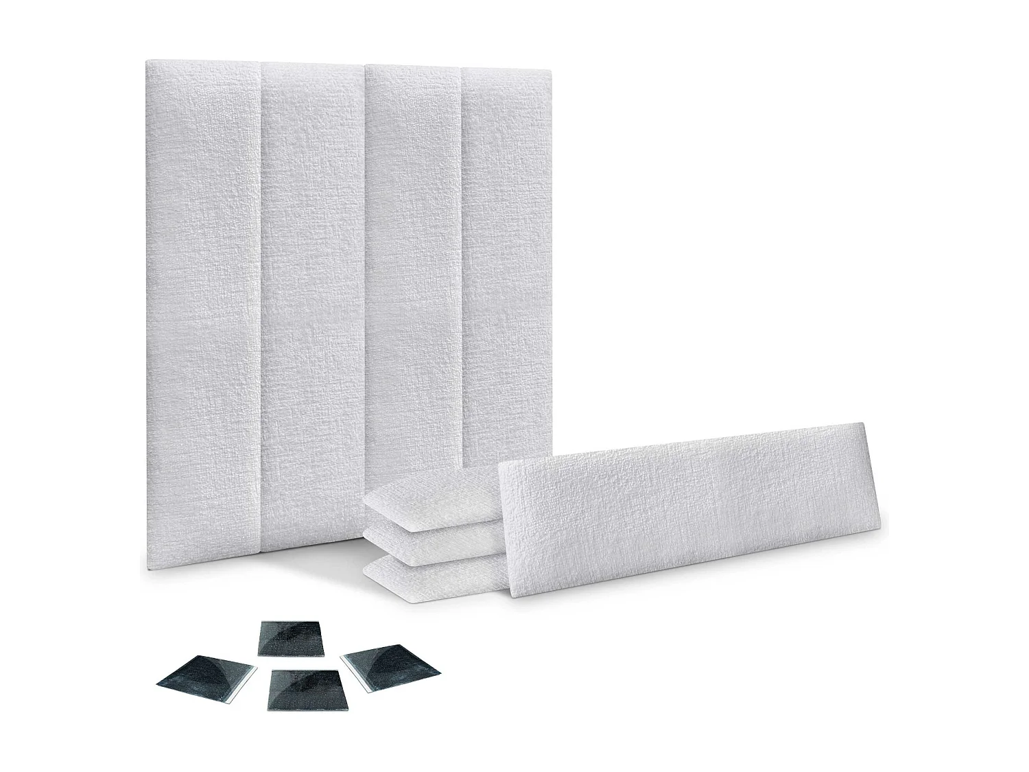 DHOME Set mit 8 umweltfreundlichen Polsterpaneelen aus Wolle, selbstklebend, für Wände, schallabsorbierenden Schutz (weiß, 60 x 30 cm, x8)