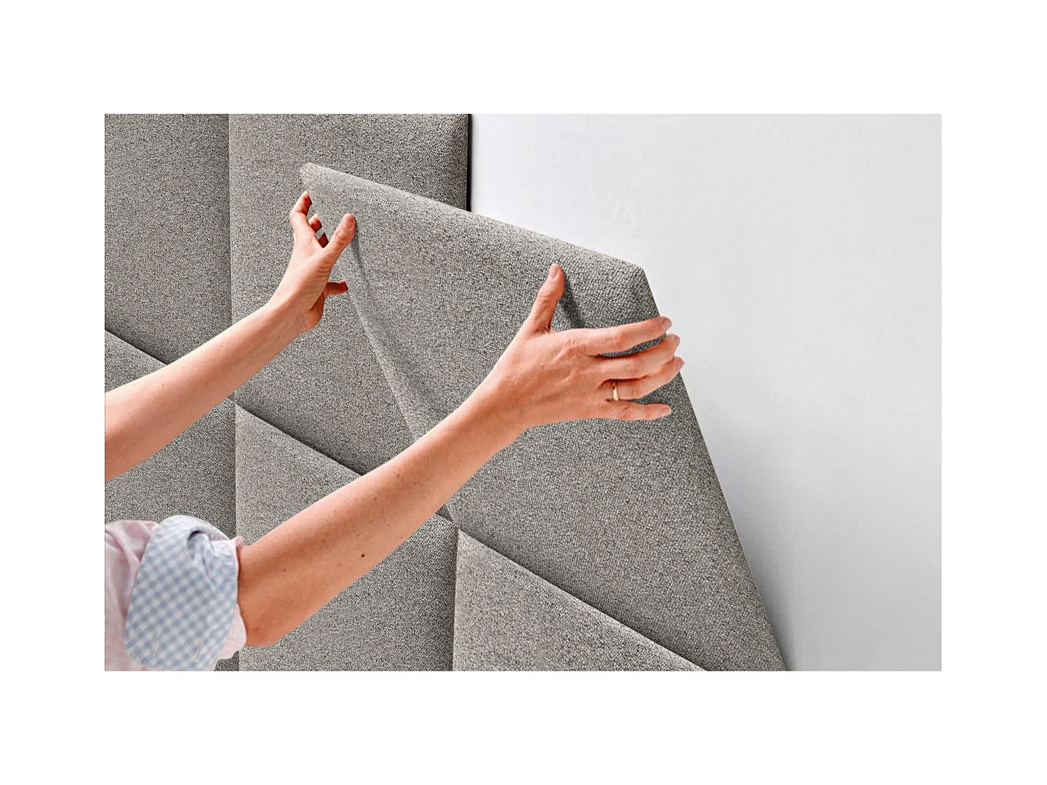 DHOME Tête de lit tapissée en tissu Aqualine composée de panneaux de lit autocollants interchangeables pour chambre de luxe (Ocre, 120 cm)