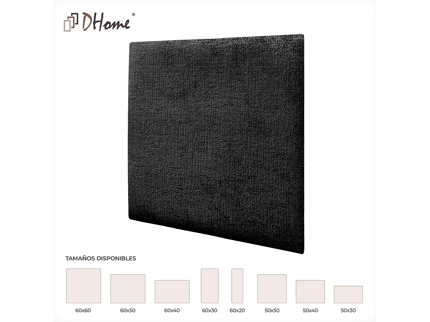 DHOME Lot de 1 Panneaux muraux acoustiques auto-adhésifs en laine écologique avec protection absorbante contre les chocs (Noir, 50x50cm, x1)