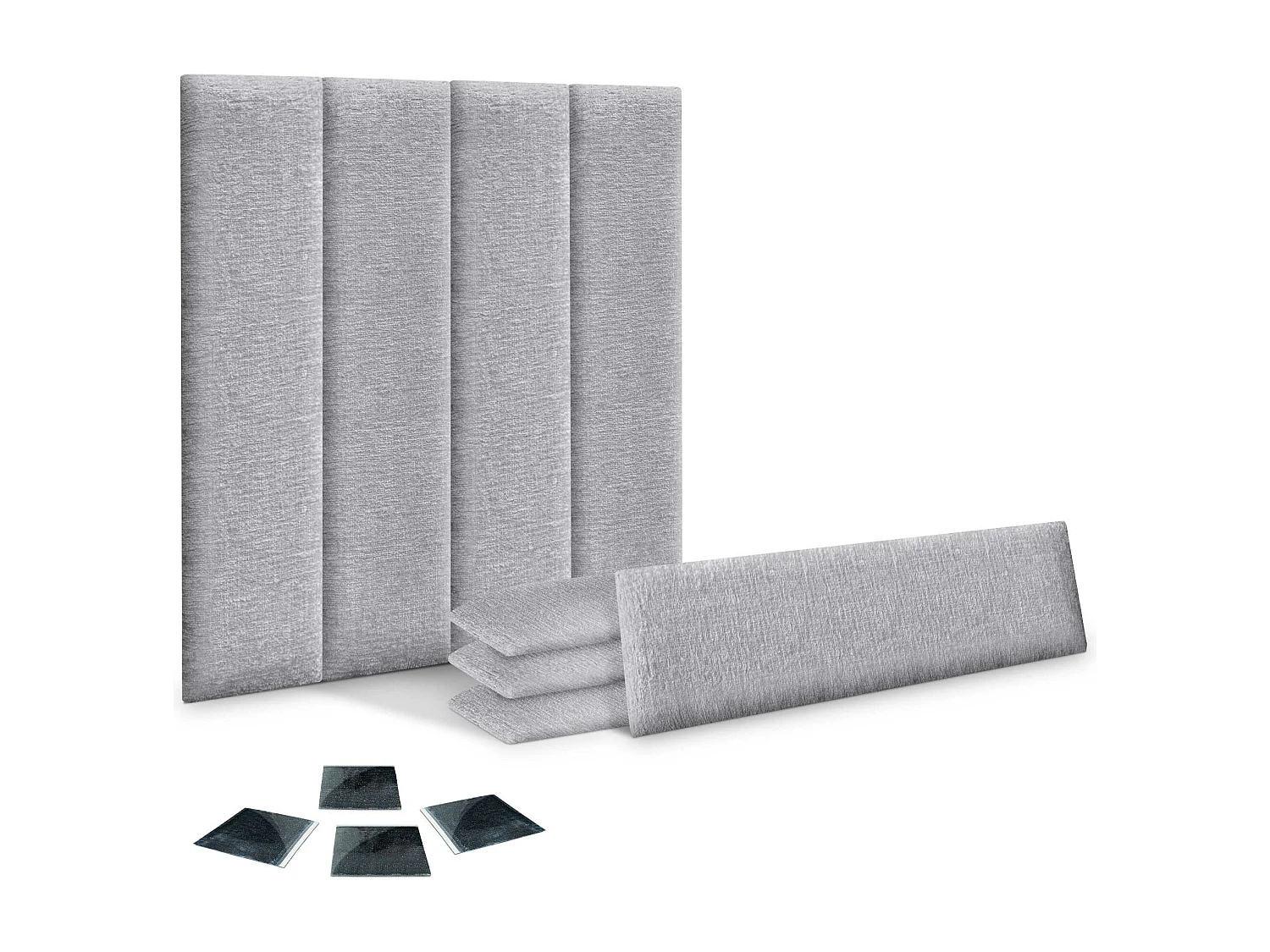 DHOME Lot de 8 panneaux muraux acoustiques auto-adhésifs en laine écologique protection absorbante contre les chocs (Gris clair, 60 x 20 cm, x8)