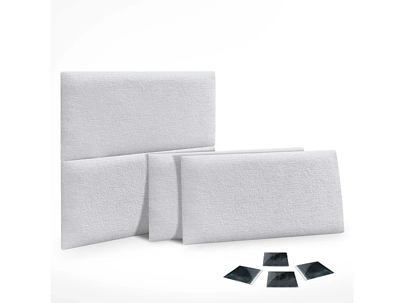 DHOME Lot de 4 panneaux muraux acoustiques auto-adhésifs en laine écologique protection absorbante contre les chocs (Blanc, 60 x 40 cm, x4)